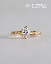 Anel de Noivado Lili Cravejado em Ouro 18K com Diamante de Laboratório 1 ct
