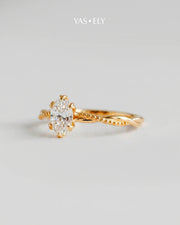 Anel de Noivado Lili em Ouro 18K com Diamante de Laboratório 1 ct