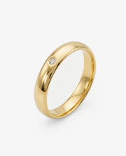 Aliança Abaulada em Ouro com Zircônia 4mm