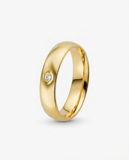 Aliança Abaulada em Ouro com Zircônia 6mm