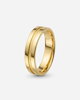 Aliança Reta 6mm em Ouro com Friso