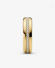 Aliança Abaulada em Ouro Cravejada com Zircônias 6mm