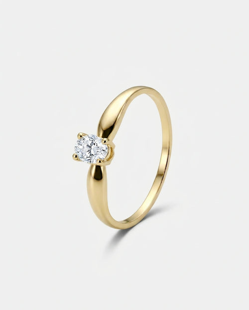 Anel de Noivado Elegante em Ouro com Zircônia