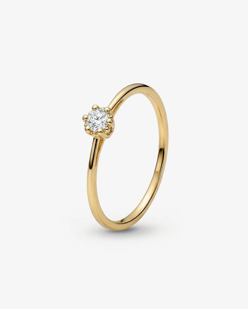 Anel de Noivado Minimal em Ouro com Zircônia