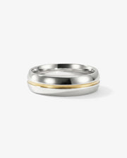 Aliança Abaulada em Prata com Fio de Ouro 6mm