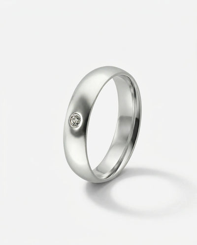 Aliança Abaulada Prata com Zircônia 6mm