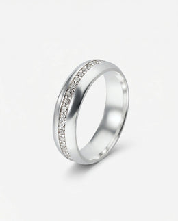 Aliança Abaulada Prata Cravejada com Zircônias 6mm