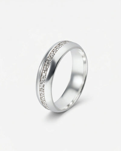 Aliança Abaulada Prata Cravejada com Zircônias 6mm