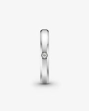 Aliança Chanfrada 3mm em Prata com Zircônia
