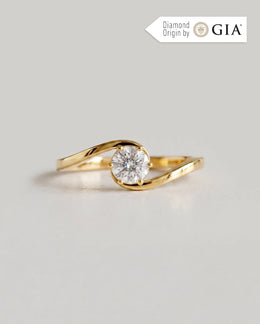 Anel de Noivado Onda em Ouro 18K com Diamante Natural 0,5 ct GIA