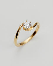 Anel de Noivado Onda em Ouro 18K com Diamante de Laboratório 0,5 ct