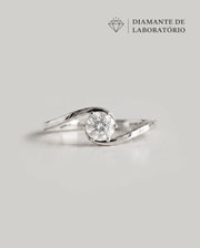 Anel de Noivado Onda em Ouro 18K com Diamante de Laboratório 0,5 ct