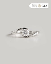Anel de Noivado Onda em Ouro 18K com Diamante Natural 0,5 ct GIA