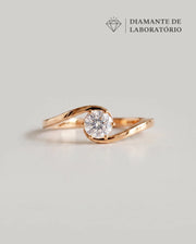 Anel de Noivado Onda em Ouro 18K com Diamante de Laboratório 0,5 ct