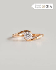 Anel de Noivado Onda em Ouro 18K com Diamante Natural 0,5 ct GIA