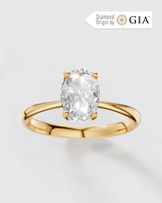 Anel de Noivado Amore em Ouro 18k e Diamante Natural Oval GIA 1ct