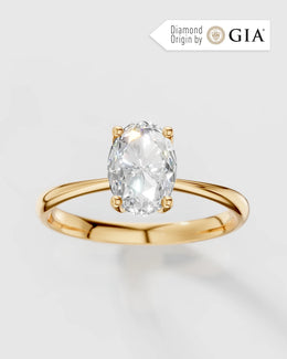 Anel de Noivado Amore em Ouro 18k e Diamante Natural Oval GIA 1ct