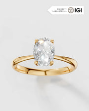 Anel de Noivado Amore em Ouro 18k e Diamante de Laboratório Oval 1ct