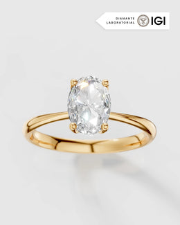 Anel de Noivado Amore em Ouro 18k e Diamante de Laboratório Oval 1ct