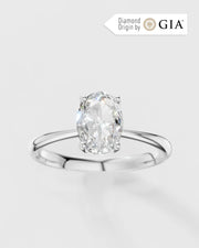 Anel de Noivado Amore em Ouro 18k e Diamante Natural Oval GIA 1ct