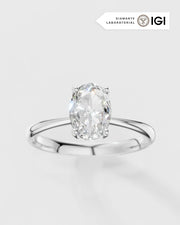 Anel de Noivado Amore em Ouro 18k e Diamante de Laboratório Oval 1ct