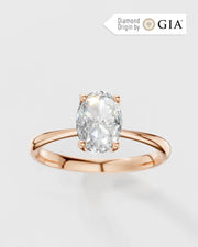 Anel de Noivado Amore em Ouro 18k e Diamante Natural Oval GIA 1ct