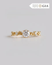 Anel de Noivado Flora em Ouro 18K com Diamante Natural 0,5 ct GIA