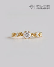Anel de Noivado Flora em Ouro 18K com Diamante de Laboratório 0,5 ct