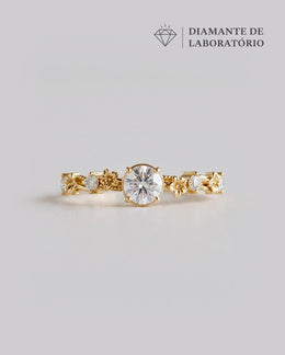 Anel de Noivado Flora em Ouro 18K com Diamante de Laboratório 0,5 ct