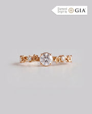 Anel de Noivado Flora em Ouro 18K com Diamante Natural 0,5 ct GIA