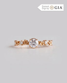 Anel de Noivado Flora em Ouro 18K com Diamante Natural 0,5 ct GIA