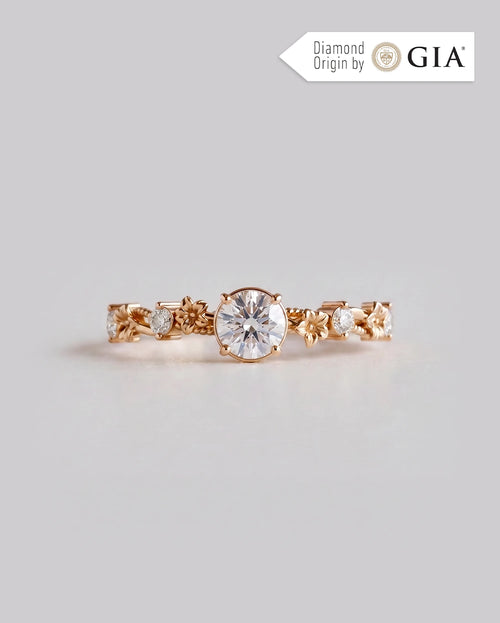 Anel de Noivado Flora em Ouro 18K com Diamante Natural 0,5 ct GIA