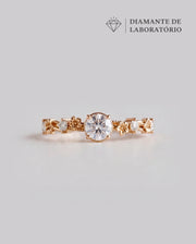 Anel de Noivado Flora em Ouro 18K com Diamante de Laboratório 0,5 ct