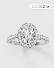 Anel de Noivado Halo em Ouro 18K e Diamantes Naturais GIA 0,7ct