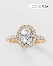 Anel de Noivado Halo em Ouro 18K e Diamantes Naturais GIA 0,7ct
