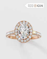 Anel de Noivado Halo em Ouro 18K e Diamantes Naturais GIA 0,7ct