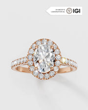 Anel de Noivado Halo em Ouro 18K e Diamantes de Laboratório 1ct