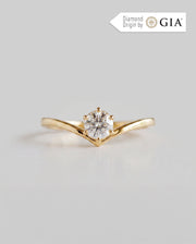 Anel de Noivado Crown V em Ouro 18K com Diamante Natural 0,5 ct GIA