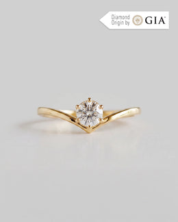 Anel de Noivado Crown V em Ouro 18K com Diamante Natural 0,5 ct GIA