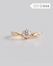 Anel de Noivado Crown V em Ouro 18K com Diamante Natural 0,5 ct GIA
