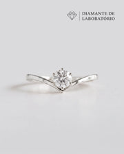 Anel de Noivado Crown V em Ouro 18K com Diamante de Laboratório 0,5 ct