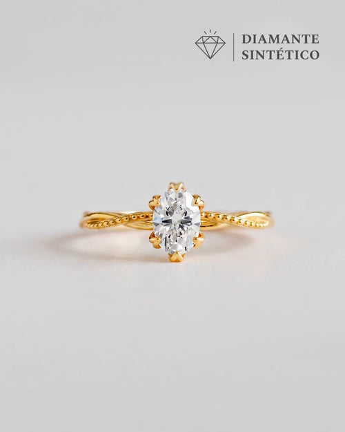 Anel de Noivado Lili em Ouro 18K com Diamante de Laboratório 1 ct