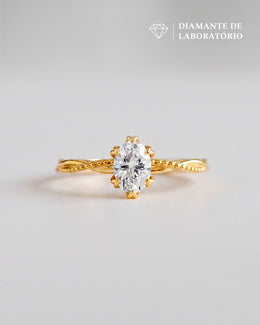 Anel de Noivado Lili em Ouro 18K com Diamante de Laboratório 1 ct