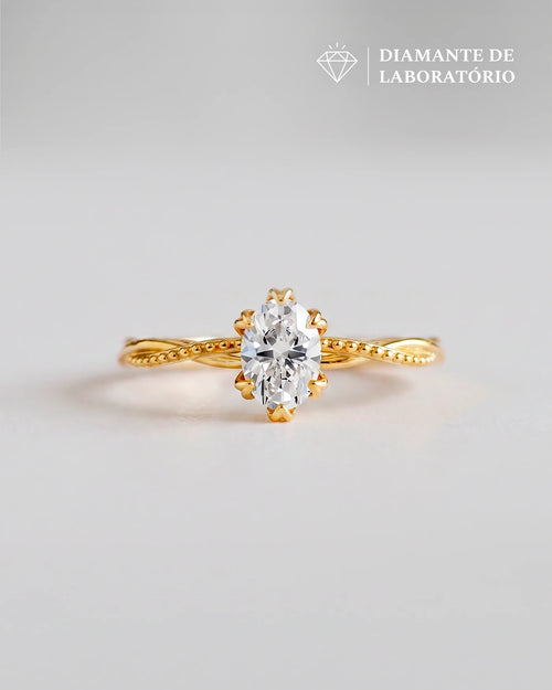 Anel de Noivado Lili em Ouro 18K com Diamante de Laboratório 1 ct