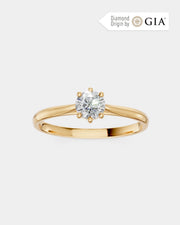 Anel de Noivado Clássico Ouro 18K e Diamante Natural 0,5 ct GIA