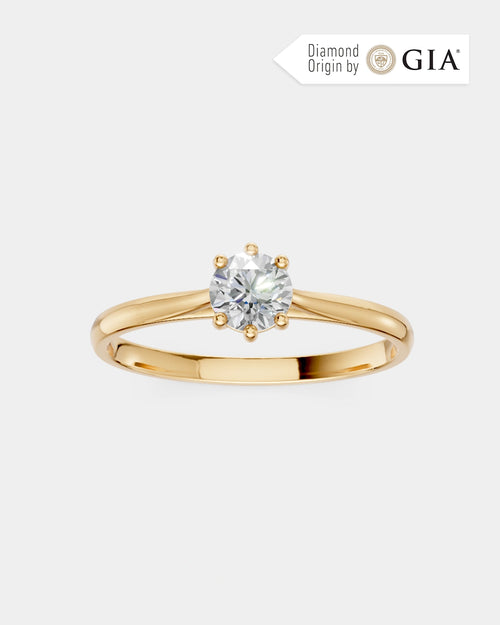 Anel de Noivado Clássico Ouro 18K e Diamante Natural 0,5 ct GIA