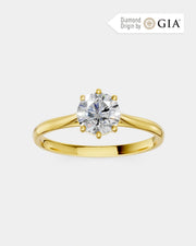 Anel de Noivado Clássico Ouro 18K e Diamante Natural 1 ct GIA