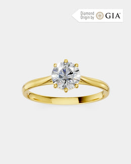 Anel de Noivado Clássico Ouro 18K e Diamante Natural 1 ct GIA