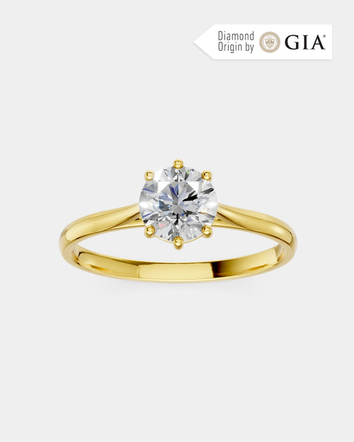 Anel de Noivado Clássico Ouro 18K e Diamante Natural 1 ct GIA