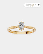 Anel de Noivado Clássico Ouro 18K e Diamante Natural Oval 0,5 ct GIA